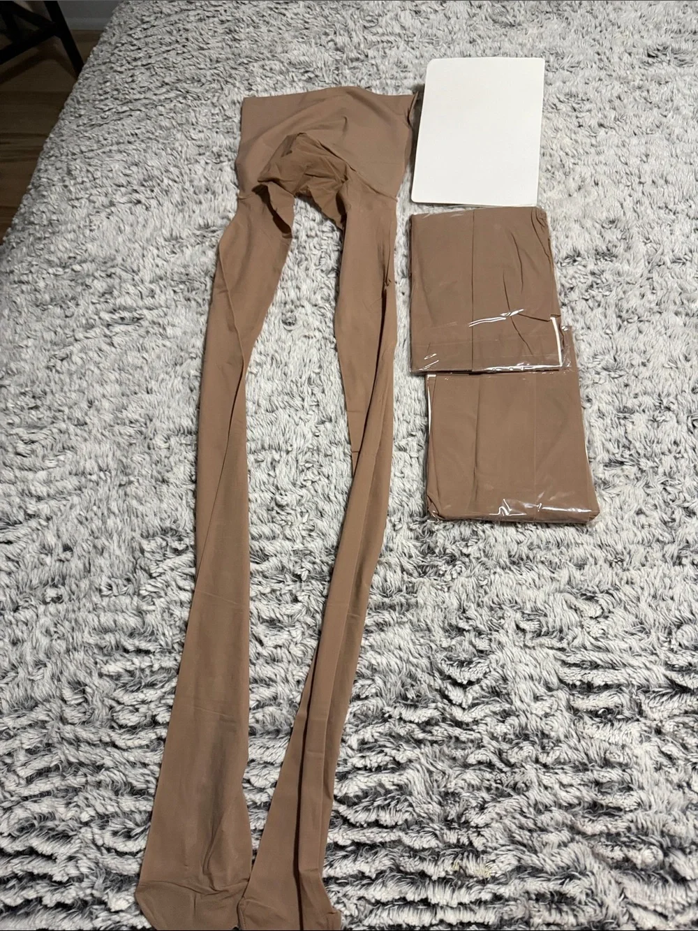 High-Waist Stretch Tights - tan silky soft med